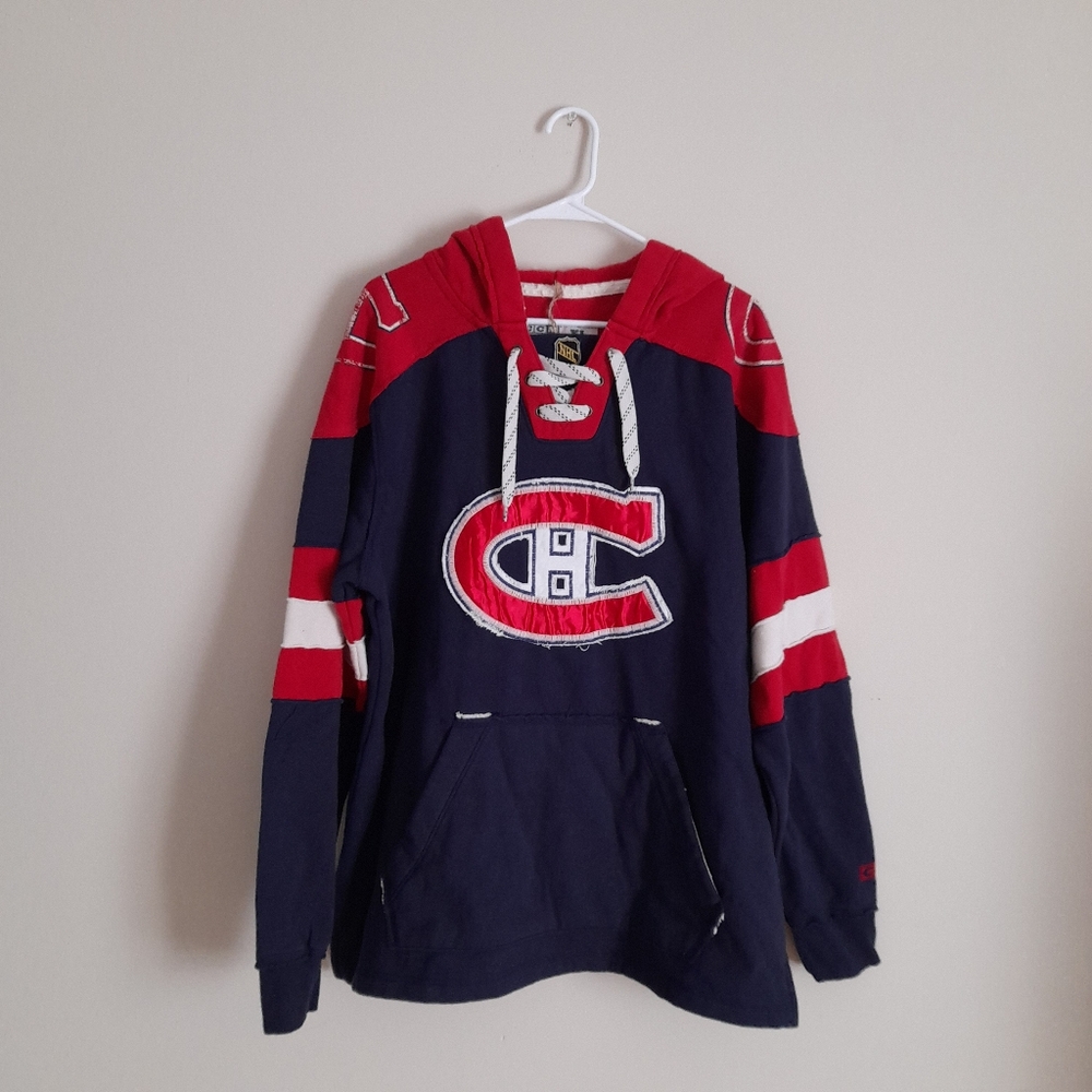 Navy and Red Hockey Hoodie